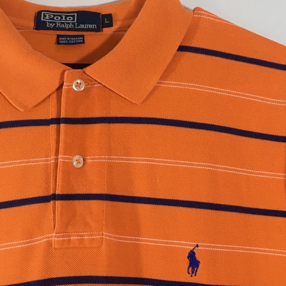 🍁Polo by Ralph Lauren orange striped polo - Picture 2 of 5